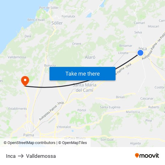 Inca to Valldemossa map