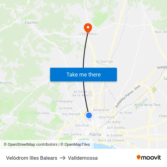 Velòdrom Illes Balears to Valldemossa map