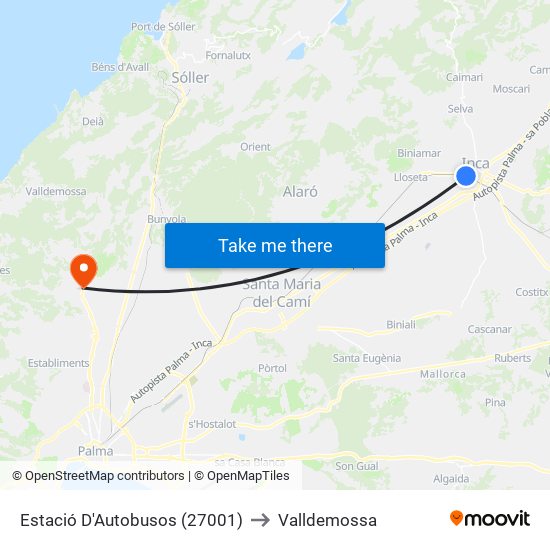 Estació D'Autobusos (27001) to Valldemossa map