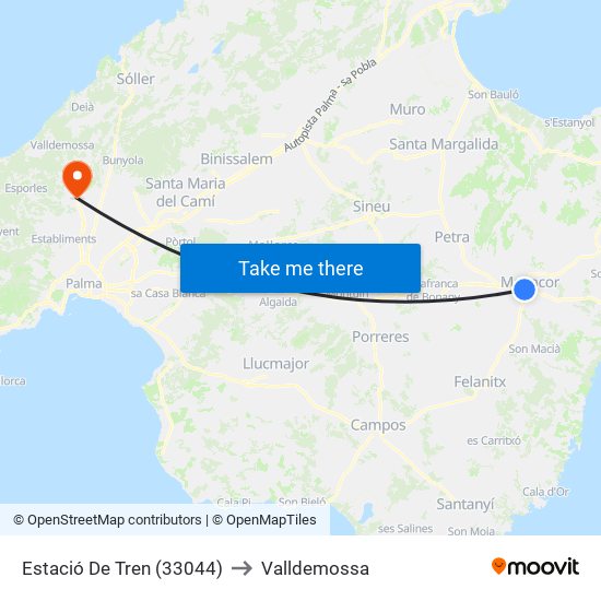 Estació De Tren (33044) to Valldemossa map