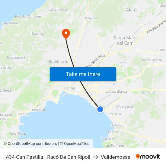 434-Can Pastilla - Racó De Can Ripoll to Valldemossa map