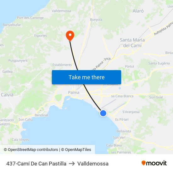 437-Camí De Can Pastilla to Valldemossa map