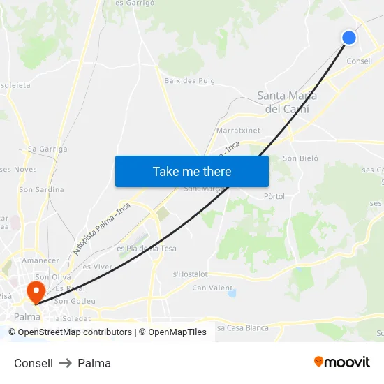 Consell to Palma map