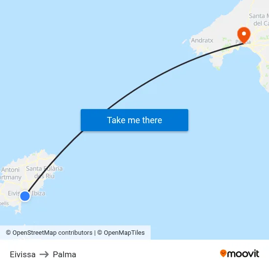 Eivissa to Palma map