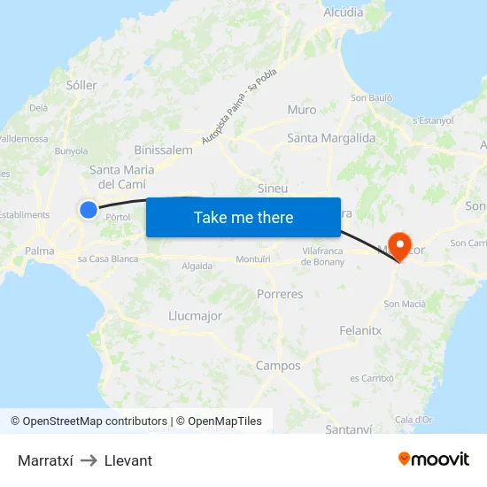 Marratxí to Llevant map