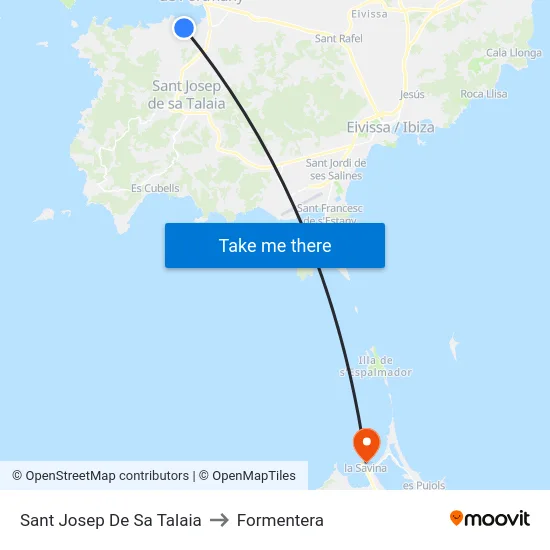 Sant Josep De Sa Talaia to Formentera map
