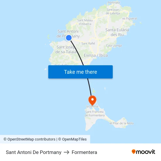 Sant Antoni De Portmany to Formentera map