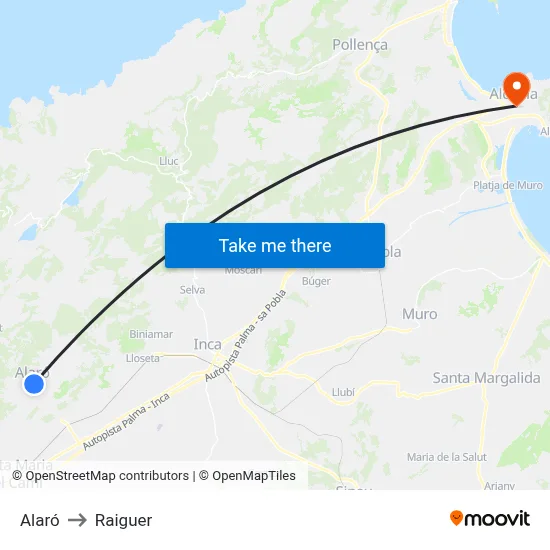 Alaró to Raiguer map