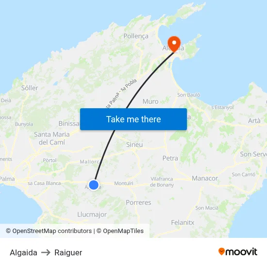 Algaida to Raiguer map