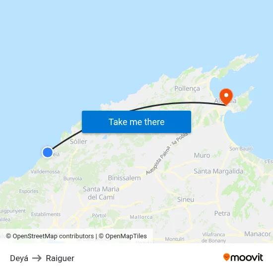 Deyá to Raiguer map
