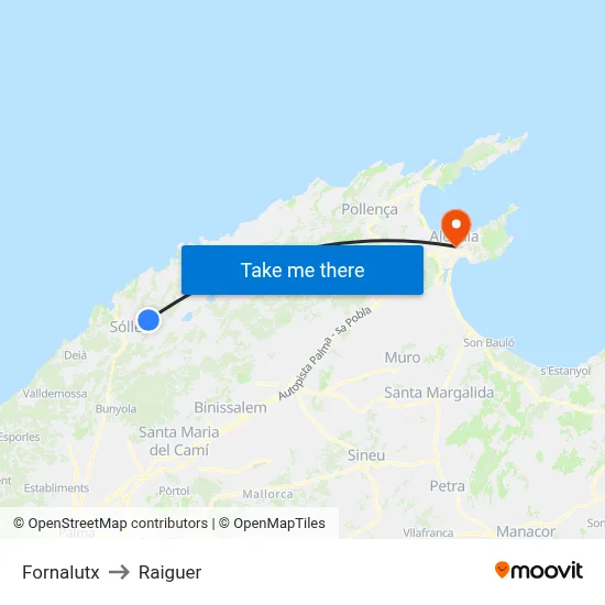 Fornalutx to Raiguer map