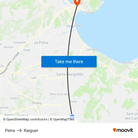 Petra to Raiguer map