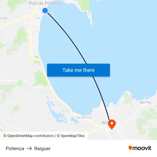 Pollença to Raiguer map