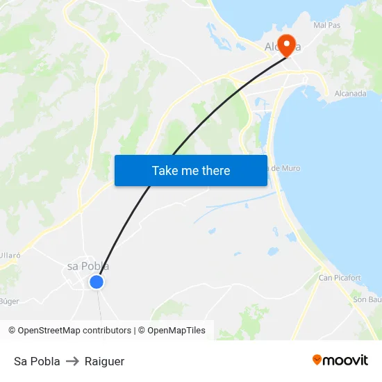 Sa Pobla to Raiguer map