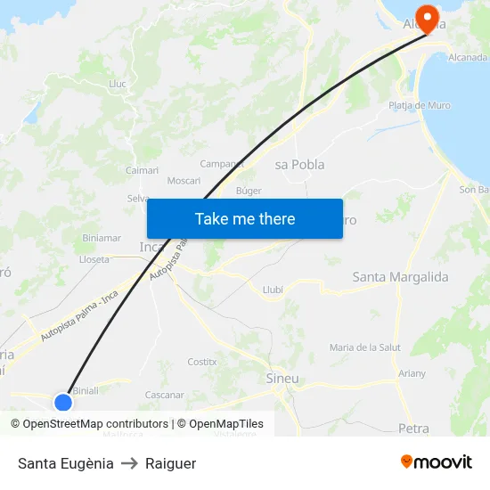 Santa Eugènia to Raiguer map