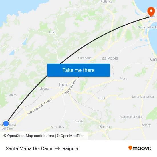 Santa María Del Camí to Raiguer map