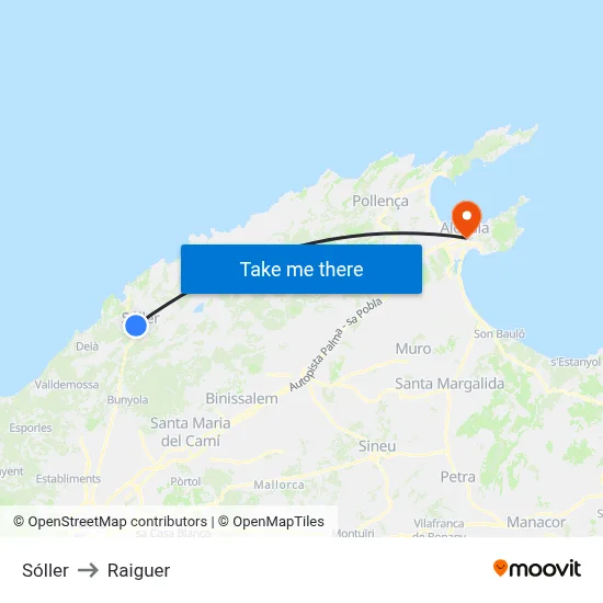 Sóller to Raiguer map