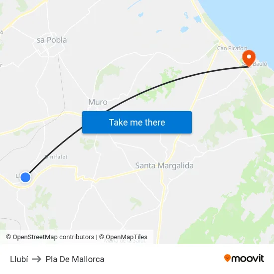 Llubí to Pla De Mallorca map