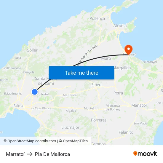 Marratxí to Pla De Mallorca map
