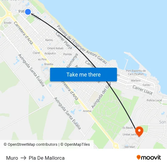 Muro to Pla De Mallorca map