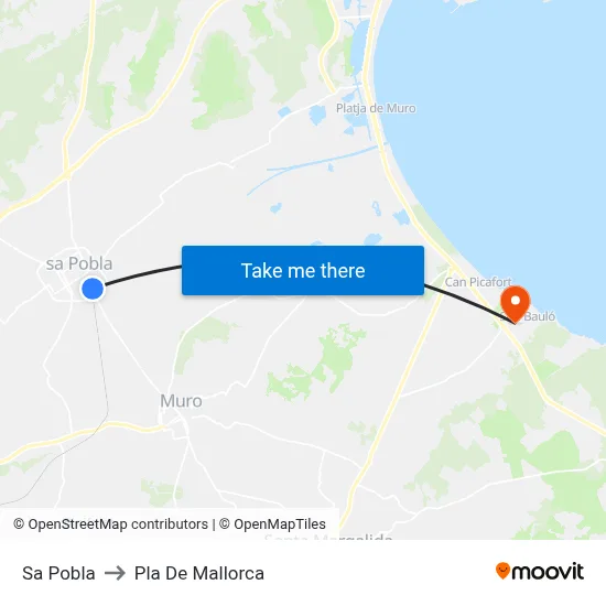 Sa Pobla to Pla De Mallorca map