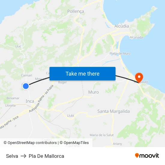 Selva to Pla De Mallorca map