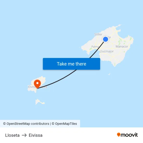 Lloseta to Eivissa map