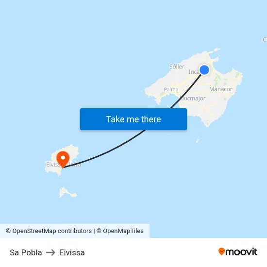 Sa Pobla to Eivissa map