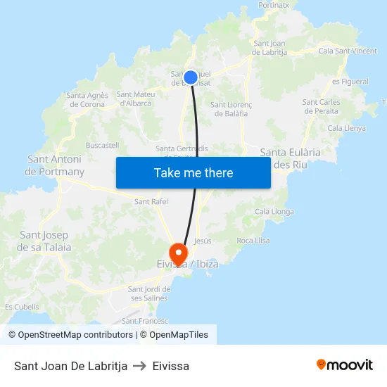 Sant Joan De Labritja to Eivissa map