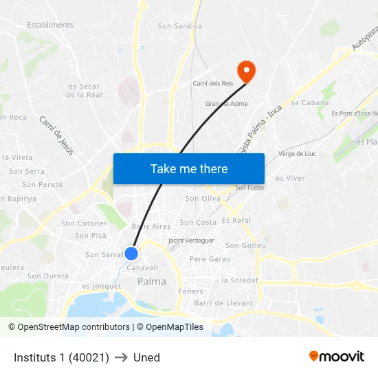 Instituts 1 (40021) to Uned map