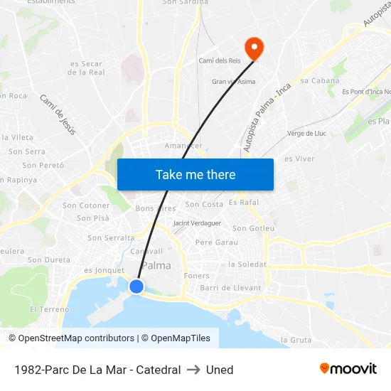 1982-Parc De La Mar - Catedral to Uned map