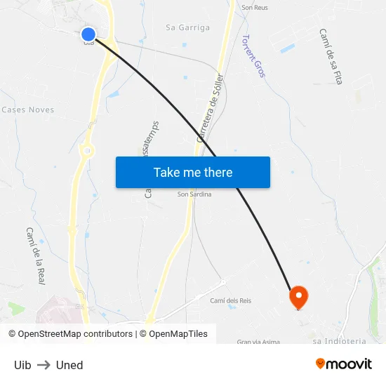 Uib to Uned map