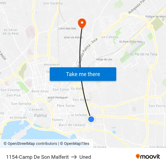 1154-Camp De Son Malferit to Uned map