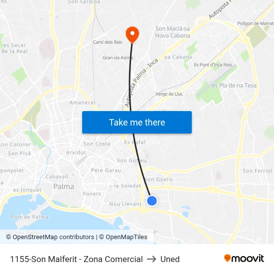 1155-Son Malferit - Zona Comercial to Uned map