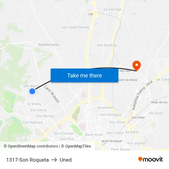 1317-Son Roqueta to Uned map