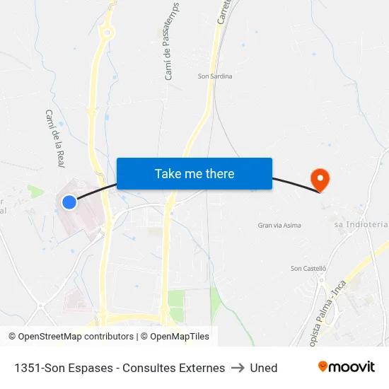 1351-Son Espases - Consultes Externes to Uned map