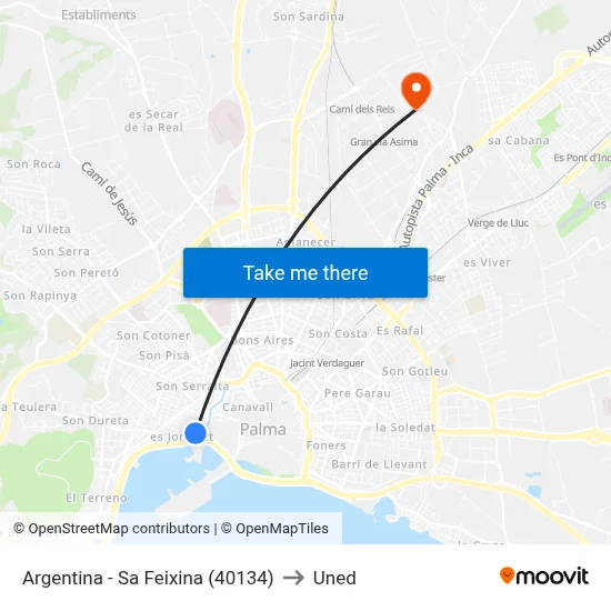 Argentina - Sa Feixina (40134) to Uned map