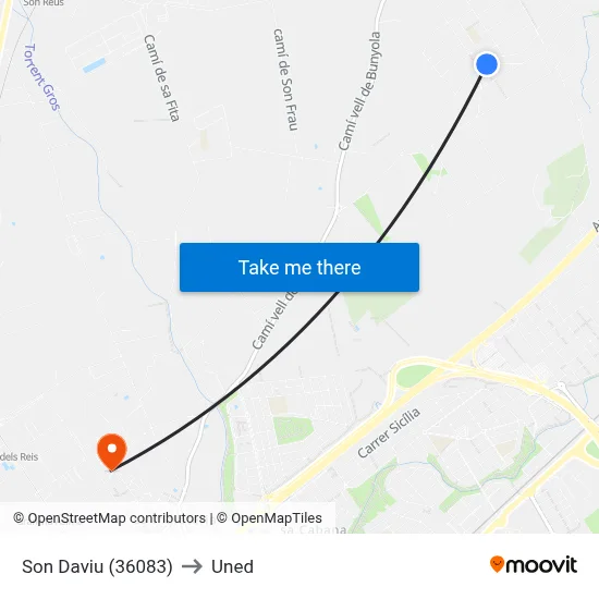 Son Daviu (36083) to Uned map