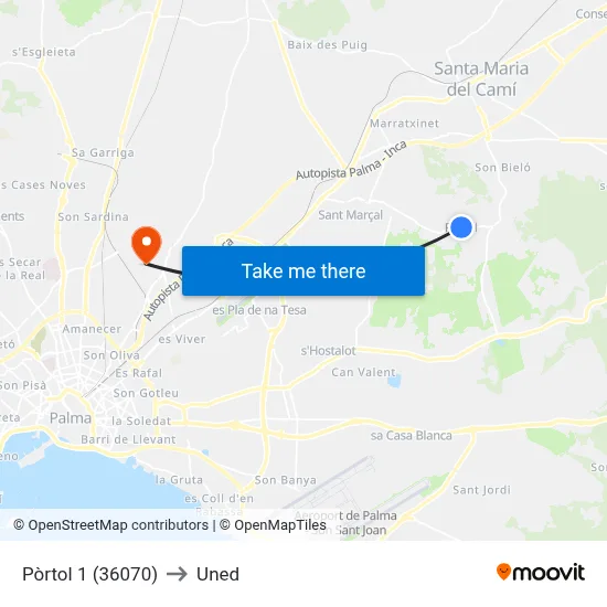 Pòrtol 1 (36070) to Uned map