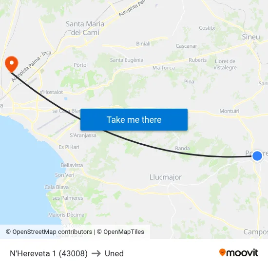 N'Hereveta 1 (43008) to Uned map