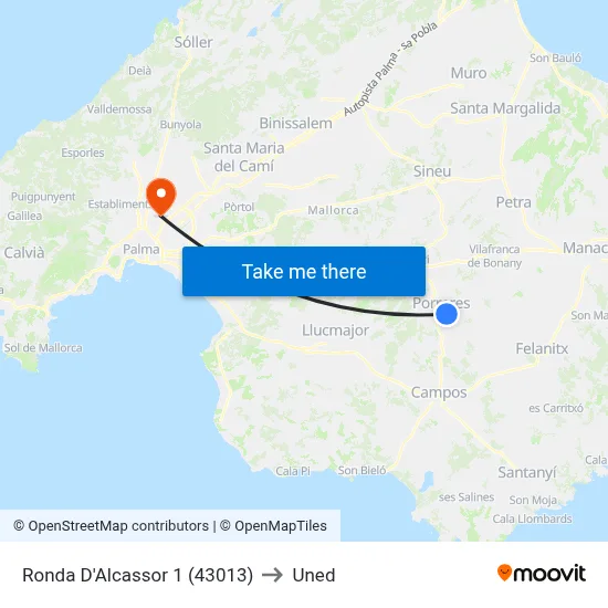 Ronda D'Alcassor 1 (43013) to Uned map