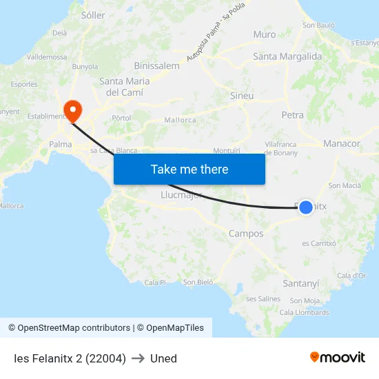 Ies Felanitx 2 (22004) to Uned map