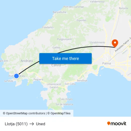 Llotja (5011) to Uned map