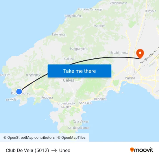Club De Vela (5012) to Uned map