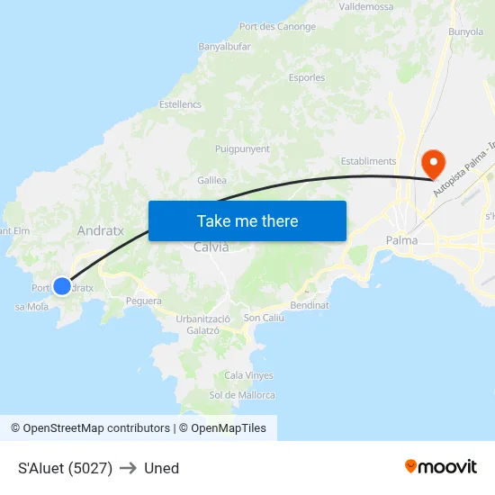 S'Aluet (5027) to Uned map
