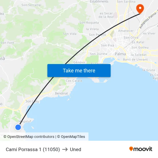 Camí Porrassa 1 (11050) to Uned map
