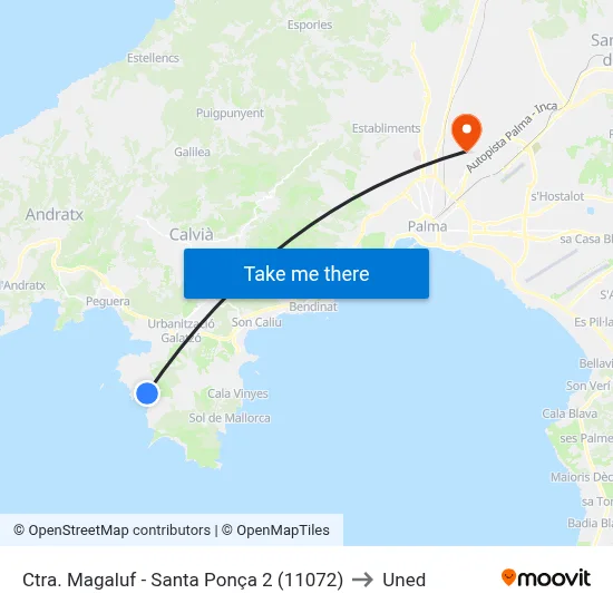Ctra. Magaluf - Santa Ponça 2 (11072) to Uned map