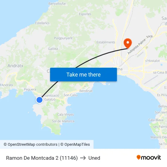 Ramon De Montcada 2 (11146) to Uned map