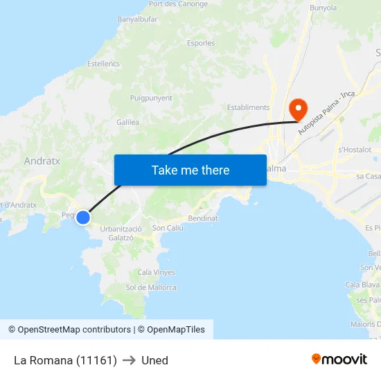 La Romana (11161) to Uned map