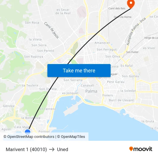 Marivent 1 (40010) to Uned map